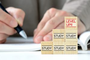 Wooden,Blocks,With,Study,And,Level,Up,Word,And,Studying