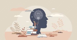 Educational,Psychology,Tiny,Person,Concept,With,Light,Bulb,And,Head.